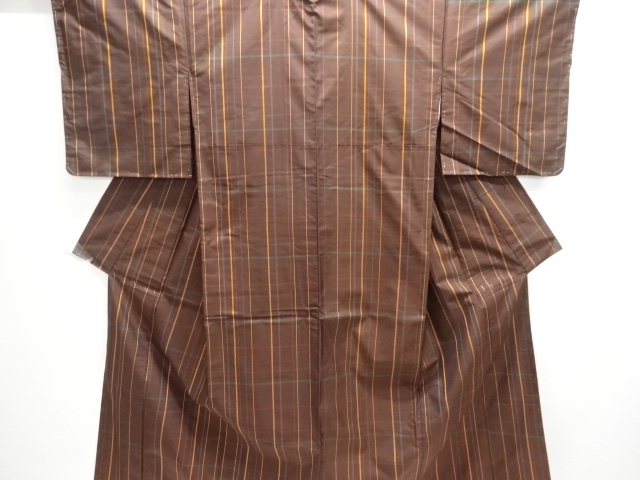 JAPANESE KIMONO / AUTHENTIC OSHIMA TSUMUGI KIMONO / CHECKERED WEAVE · 